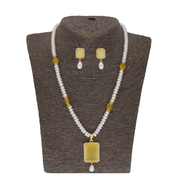 J Pearls Daksina 1 Line Square Pearl Set - Real Pearl Jewelry - Distacart