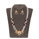 Thumbnail for J Pearls Abharika 2 Lines Oval Pearl Necklaces - Real Pearl Jewelry - Distacart