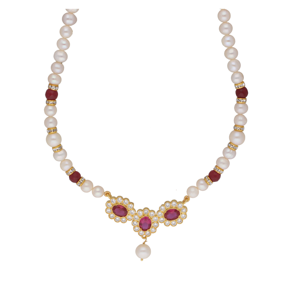 J Pearls Januja 1 Line Round Pearl Necklaces - Real Pearl Jewelry - Distacart
