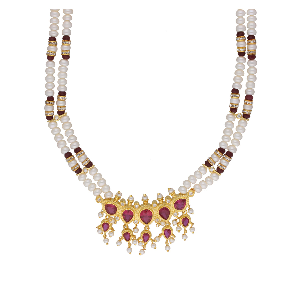 J Pearls Lajita 2 Lines Oval Pearl Necklaces - Real Pearl Jewelry - Distacart