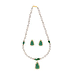 Thumbnail for J Pearls Saanvi 1 Line Oval Pearl Set - Real Pearl Jewelry - Distacart