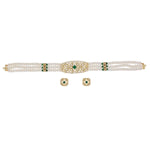 Thumbnail for J Pearls Kavya 3 Lines Round Choker Set - Real Pearl Jewelry - Distacart