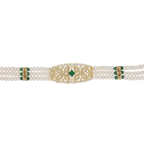 J Pearls Kavya 3 Lines Round Choker Set - Real Pearl Jewelry - Distacart