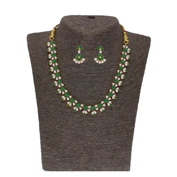 J Pearls Lopa 1 Line Oval Necklace Set - Real Pearl Jewelry - Distacart
