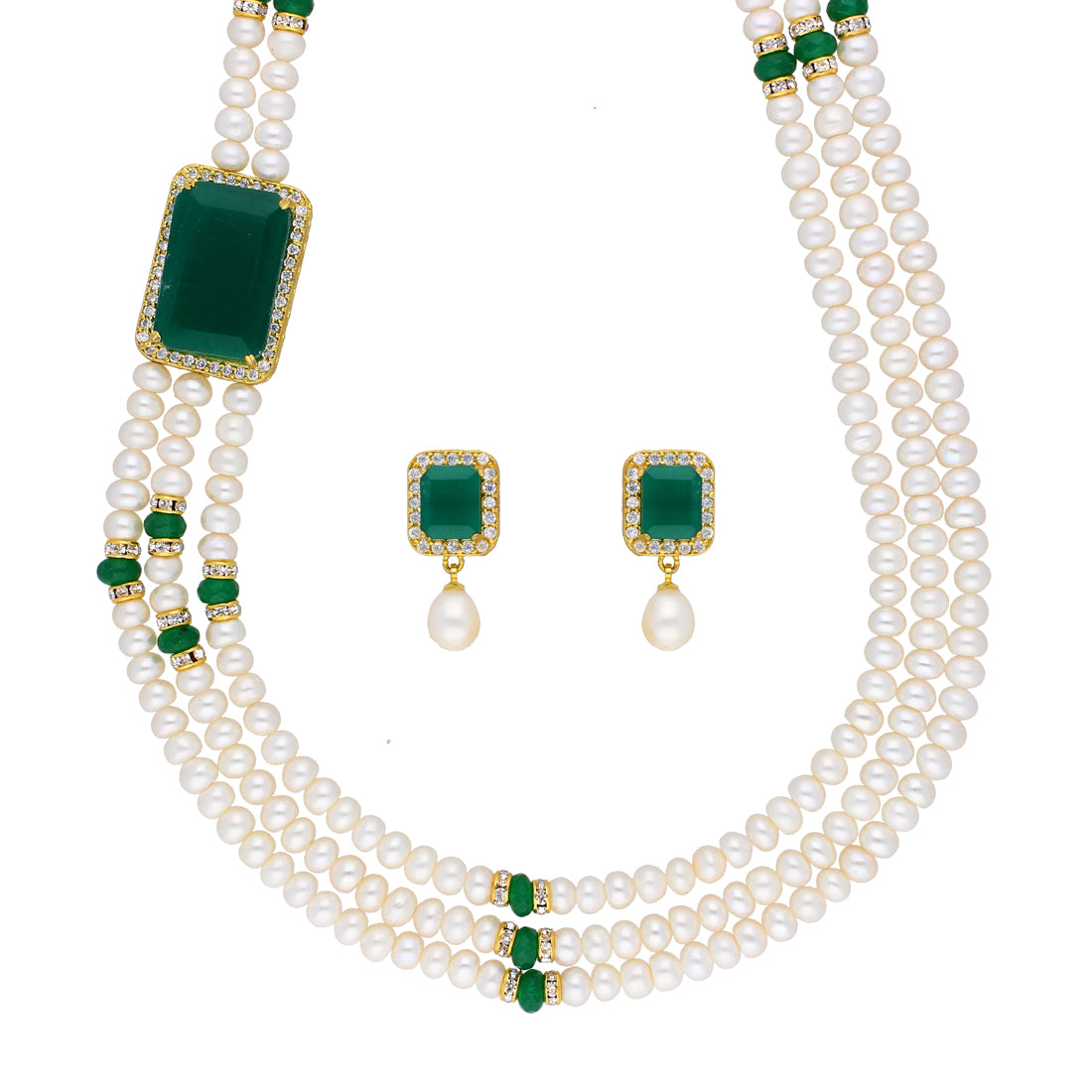 J Pearls Eye-Catching 3 String Necklace Set - Real Pearl Jewelry - Distacart