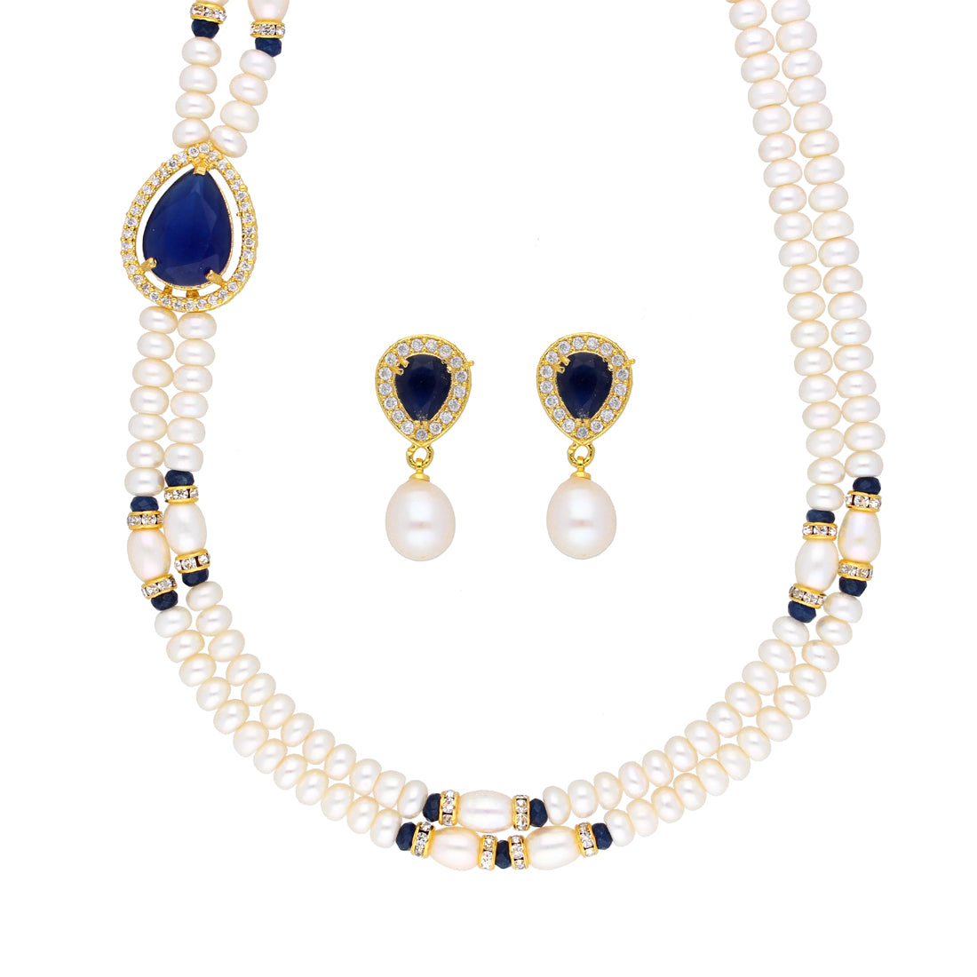 J Pearls Striking 2 String Necklace Set - Real Pearl Jewelry - Distacart