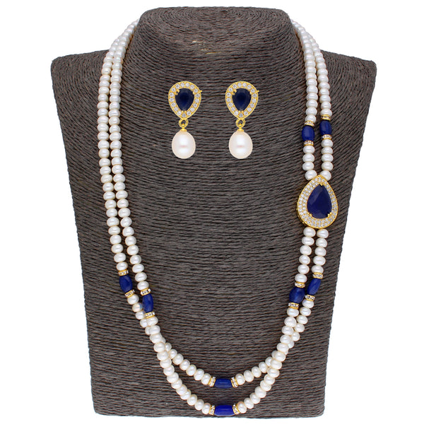 J Pearls Striking 2 String Necklace Set - Real Pearl Jewelry - Distacart