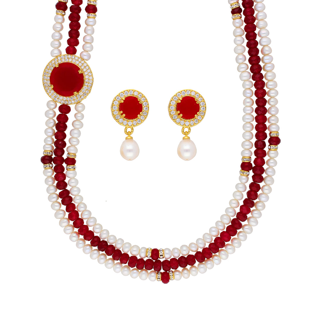 J Pearls Notable 3 String Necklace Set - Real Pearl Jewelry - Distacart
