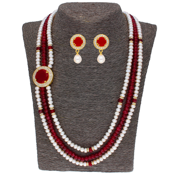 J Pearls Notable 3 String Necklace Set - Real Pearl Jewelry - Distacart