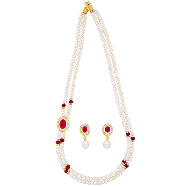 J Pearls Prominent 2 String Necklace Set - Real Pearl Jewelry - Distacart