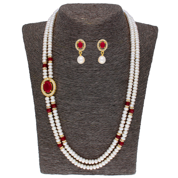 J Pearls Prominent 2 String Necklace Set - Real Pearl Jewelry - Distacart