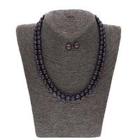 Thumbnail for J Pearls 2 Line Black Oval Pearl Set - Real Pearl Jewelry - Distacart
