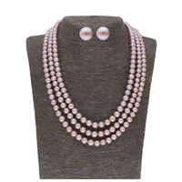 Thumbnail for J Pearls 3 Line 8-9Mm Round Pearl Set - Real Pearl Jewelry - Distacart