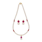 Thumbnail for J Pearls Classic Red Pearl Pendant Set - Real Pearl Jewelry - Distacart