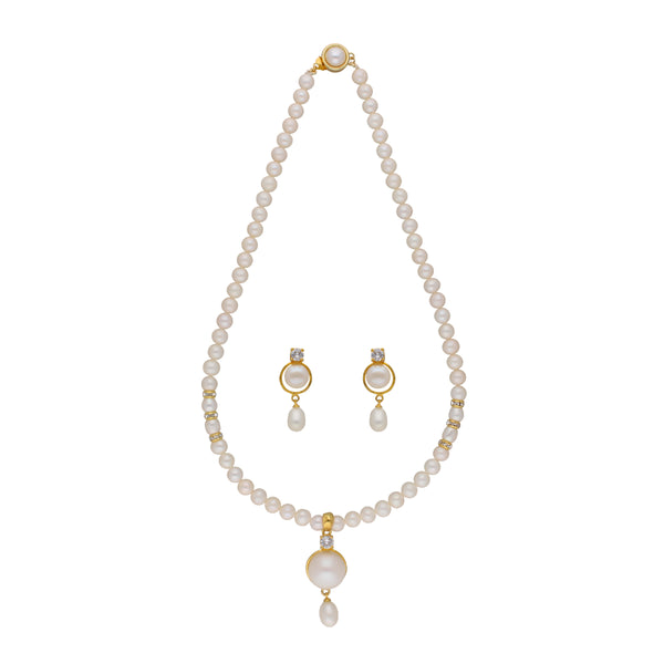 J Pearls Elegant Single Drop Pearl Set - Real Pearl Jewelry - Distacart