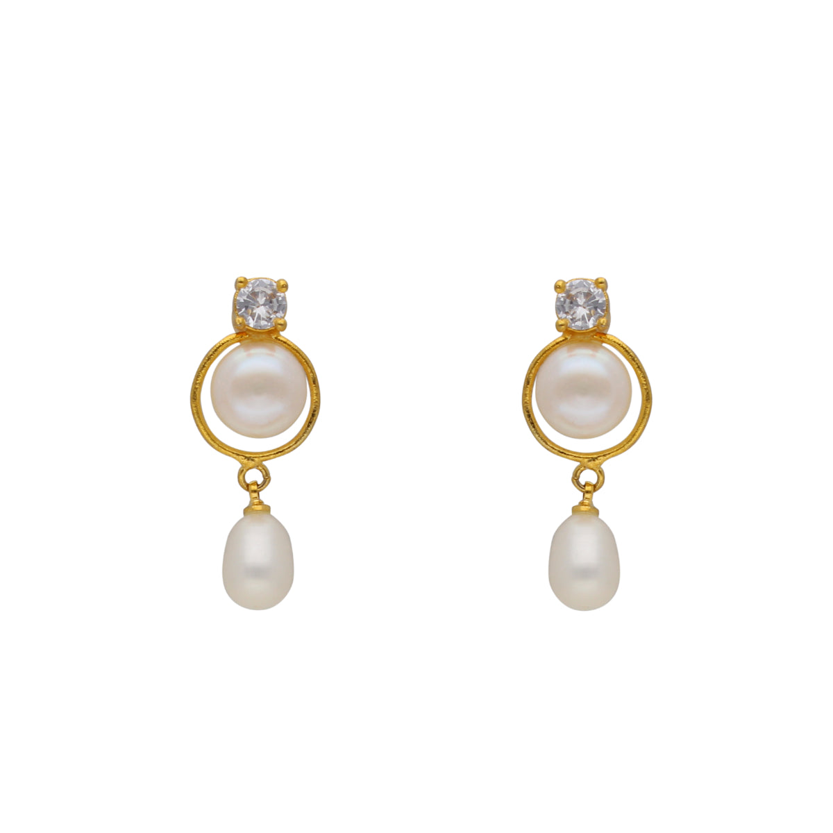 J Pearls Elegant Single Drop Pearl Set - Real Pearl Jewelry - Distacart