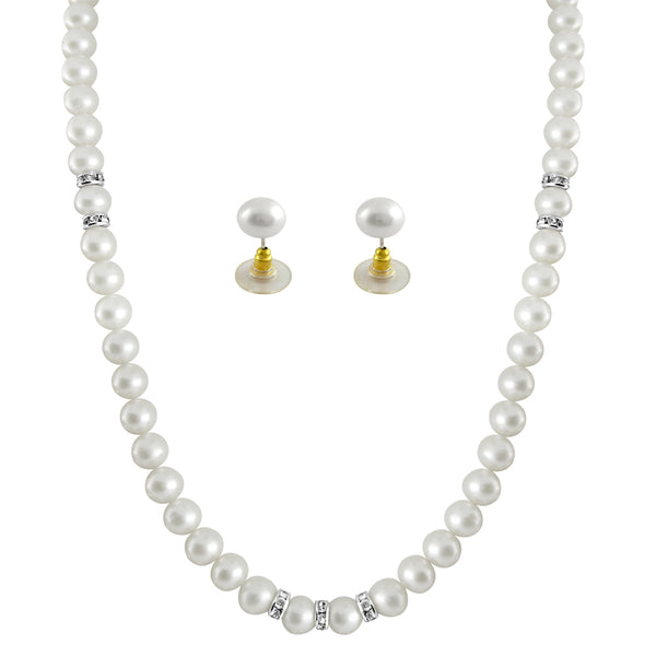J Pearls White Single Line Pearl Necklace - Real Pearl Jewelry - Distacart
