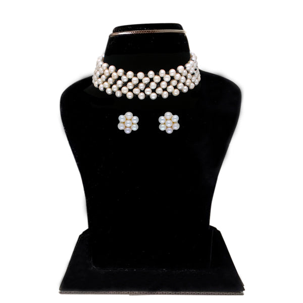 J Pearls Tulsi 1 Line Pearl Choker - Real Pearl Jewelry - Distacart