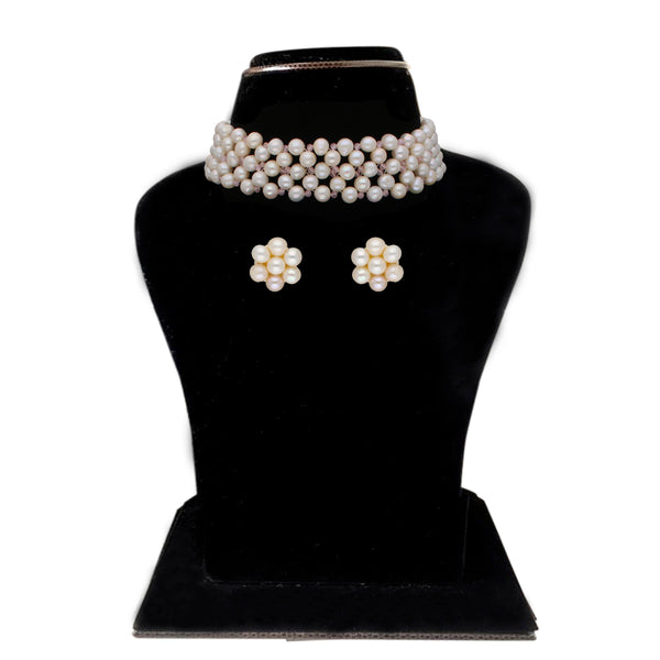 J Pearls Cherry 1 Line Pearl Choker - Real Pearl Jewelry - Distacart