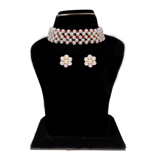 J Pearls Eeshta 1 Line Pearl Choker - Real Pearl Jewelry - Distacart
