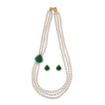 Thumbnail for J Pearls Badari 3 Lines Pearl Set - Real Pearl Jewelry - Distacart