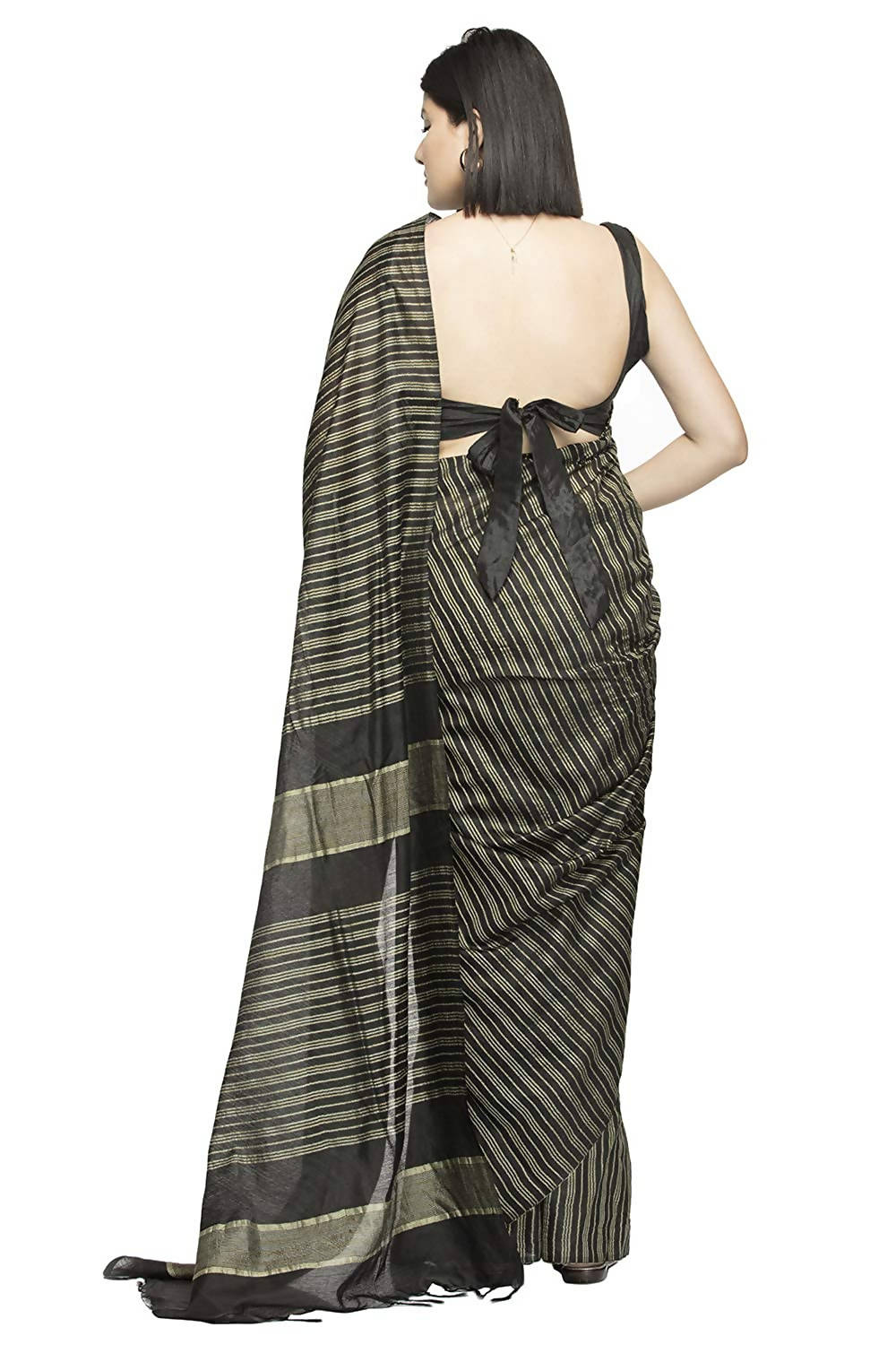 Mominos Fashion Black Color Bhagalpuri Saree