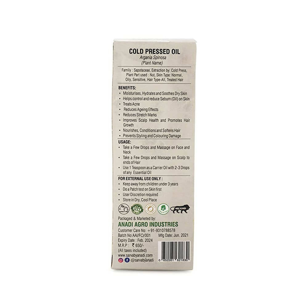 Sarva by Anadi Cold Pressed Argan Oil - Distacart
