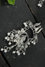 Thumbnail for Mominos Fashion Johar Kamal Oxidised Silver-Plated Ganesha Design Necklace Choker Set - Distacart