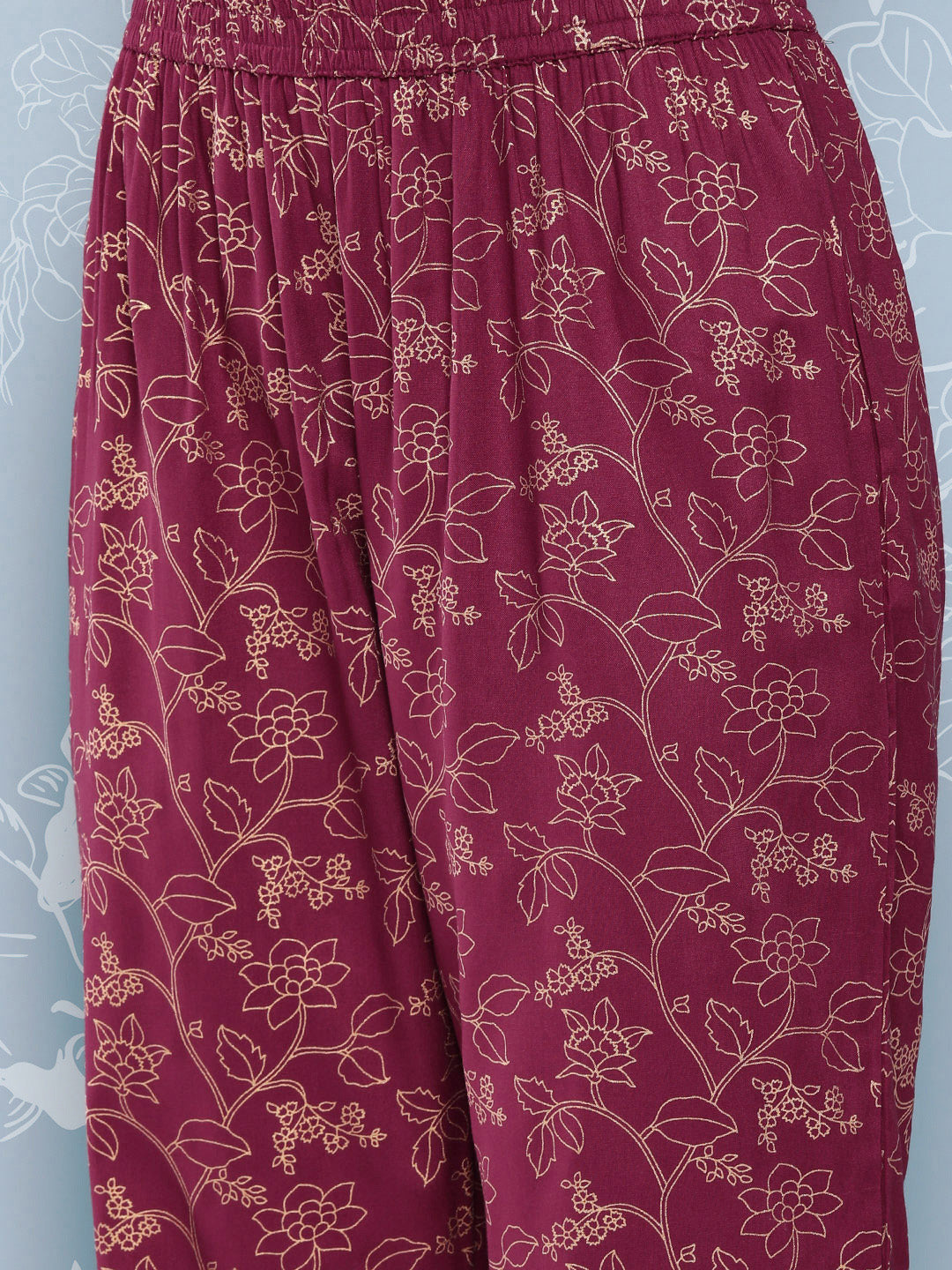 NOZ2TOZ Women Burgundy Embroidered Straight Kurta With Palazzo And Net Dupatta - Distacart
