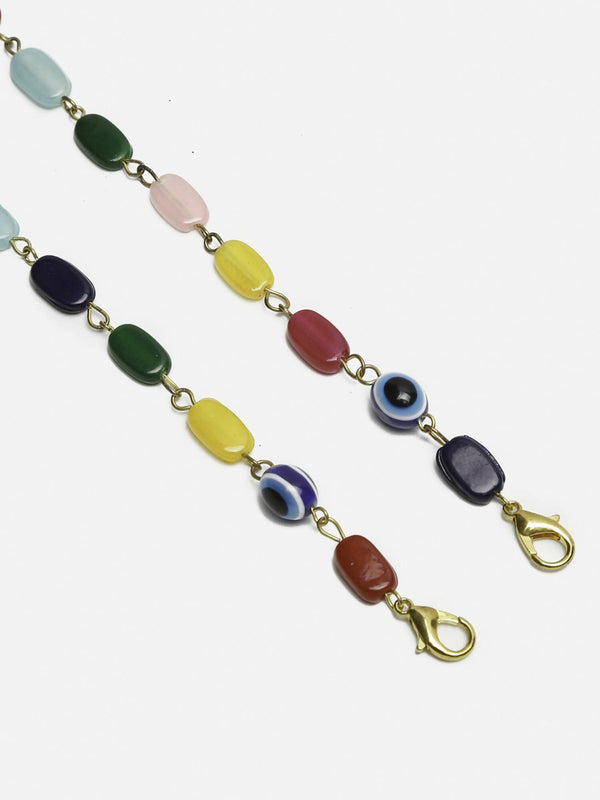 Multicolored Beaded Evil Eye Mask Chain - Ruby Raang - Distacart