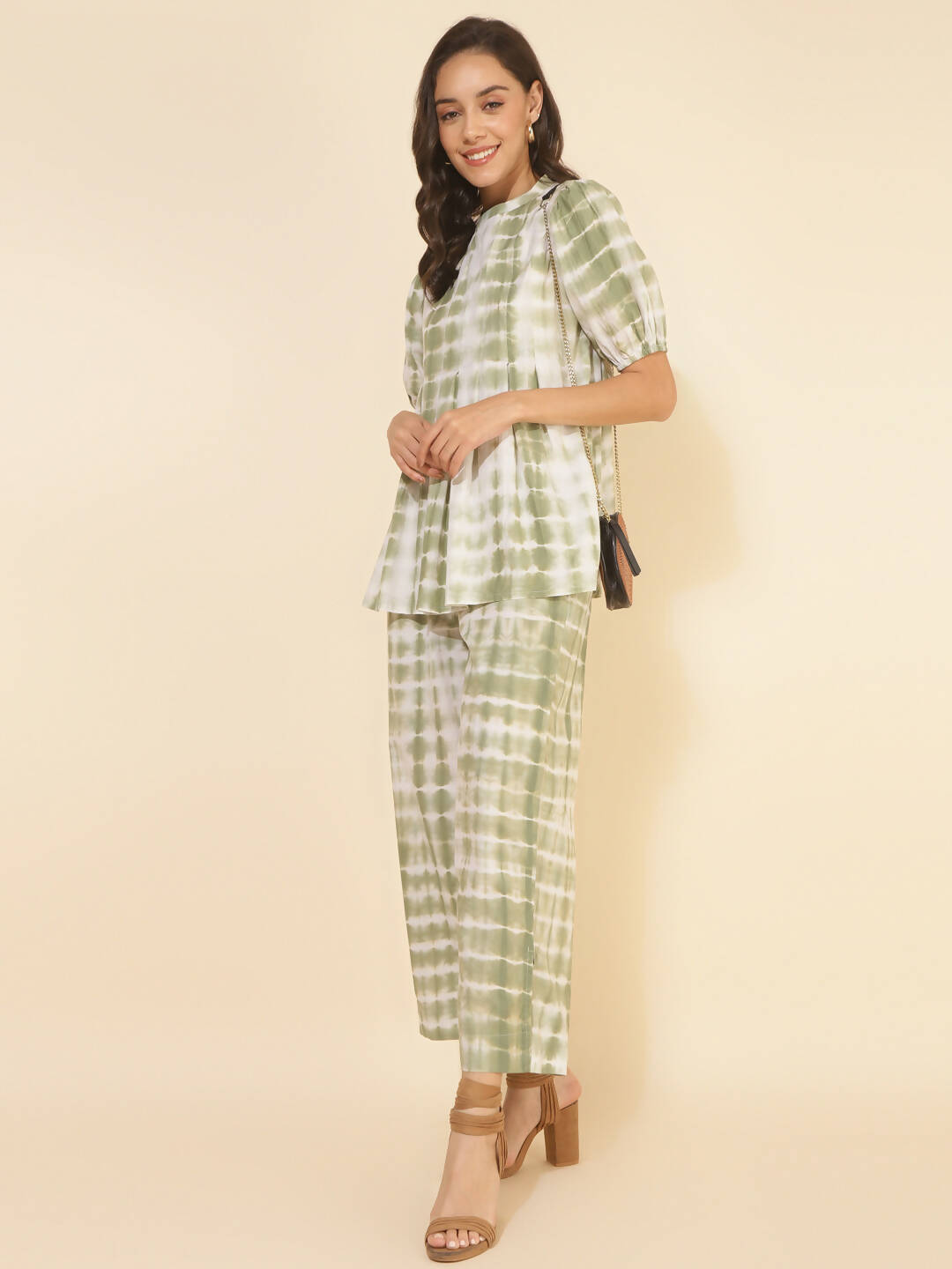 Janasya Women's Off White Cotton Tie & Dye Casual A-line Co-ords - Distacart