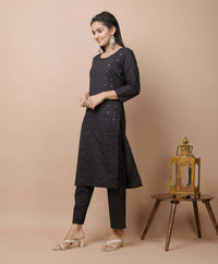 Thumbnail for Kaajh Women's Green Floral Print Anarkali Suit Set - Distacart