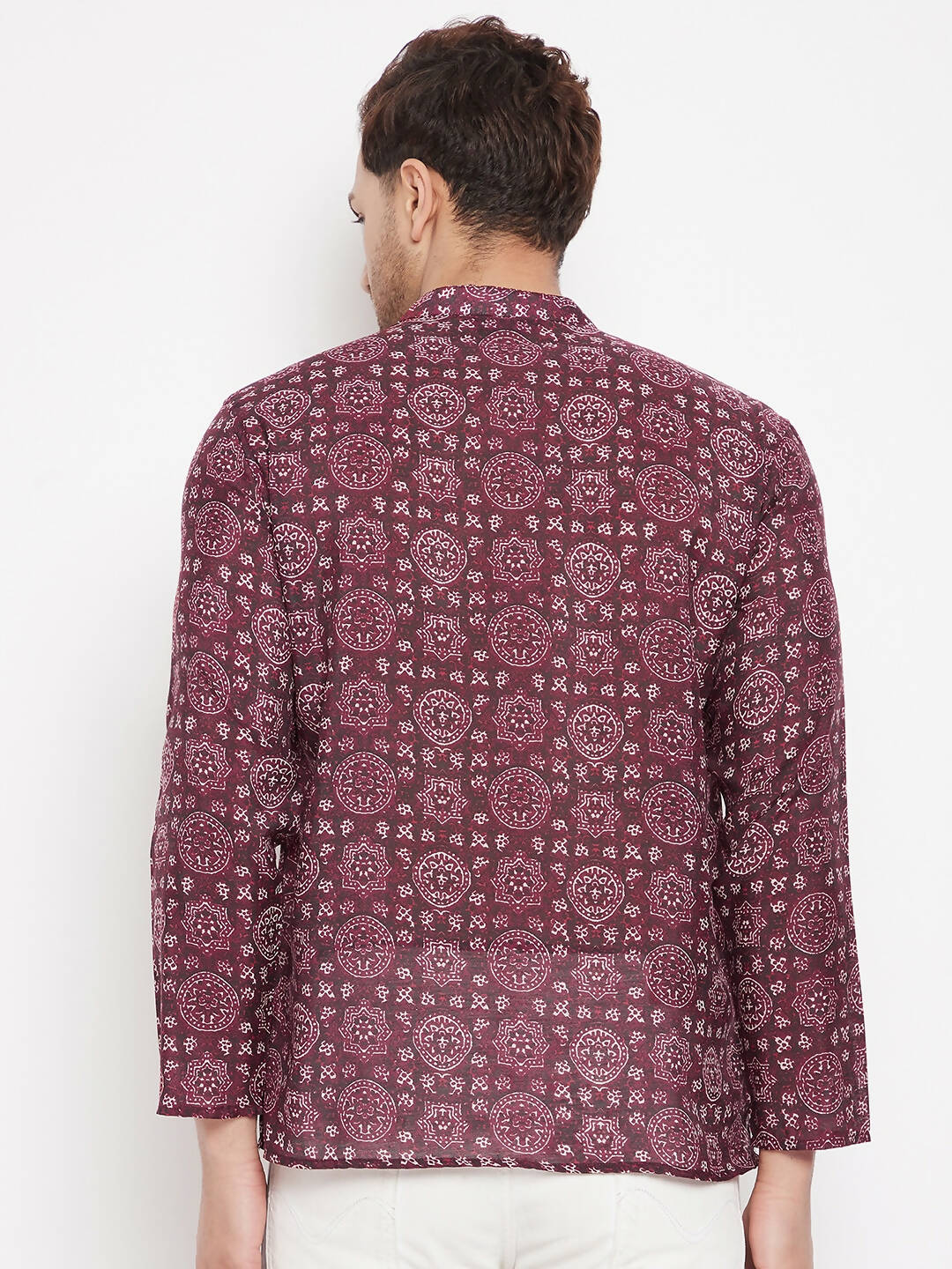 Even Apparels Maroon Pure Cotton Men's Kurta With Slit Neckline - Distacart