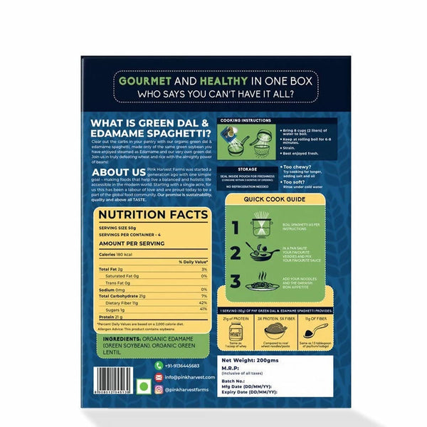Pink Harvest Organic 100% Green Dal & Edamame Spaghetti Noodles - Distacart