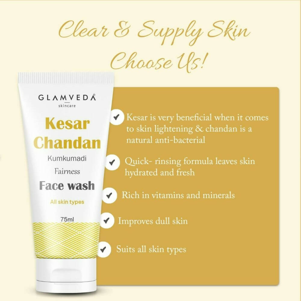 Glamveda Kesar Chandan Kumkumadi Fairness Face Wash - Distacart