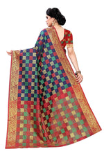Thumbnail for Vamika Banarasi Jaquard Navy Blue Designer Weaving Saree