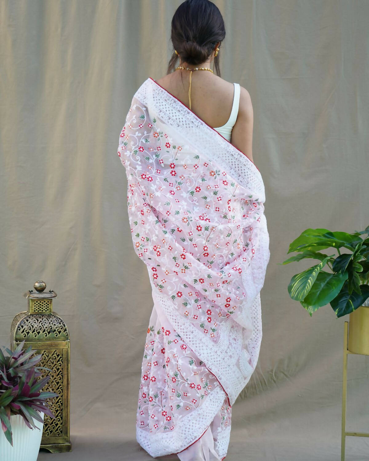 Vastrasky Baby Pink Organza Saree - Distacart