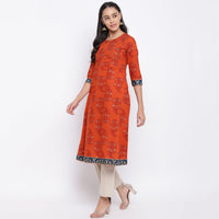 Thumbnail for NOZ2TOZ Women Orange Cotton Kurti (1pc) - Distacart