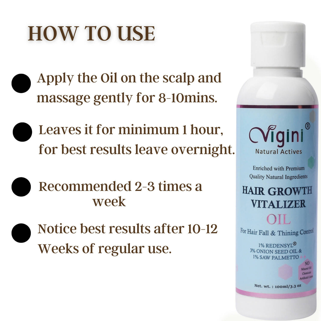 Vigini 1% Redensyl Hair Growth Vitalizer Hair Care Tonic Oil for Men Women - Distacart
