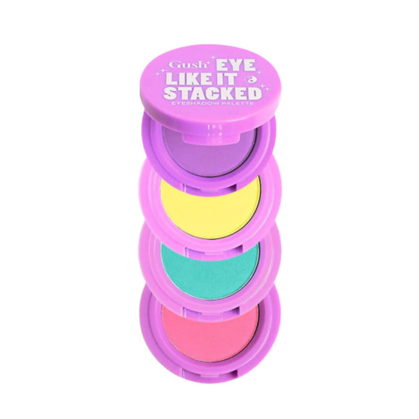 Gush Beauty Eye Like It Stacked - KPOP - 4 in 1 - Purple Rain, Sunshine Yellow, Blue Lagoon & Pop Pink - Distacart