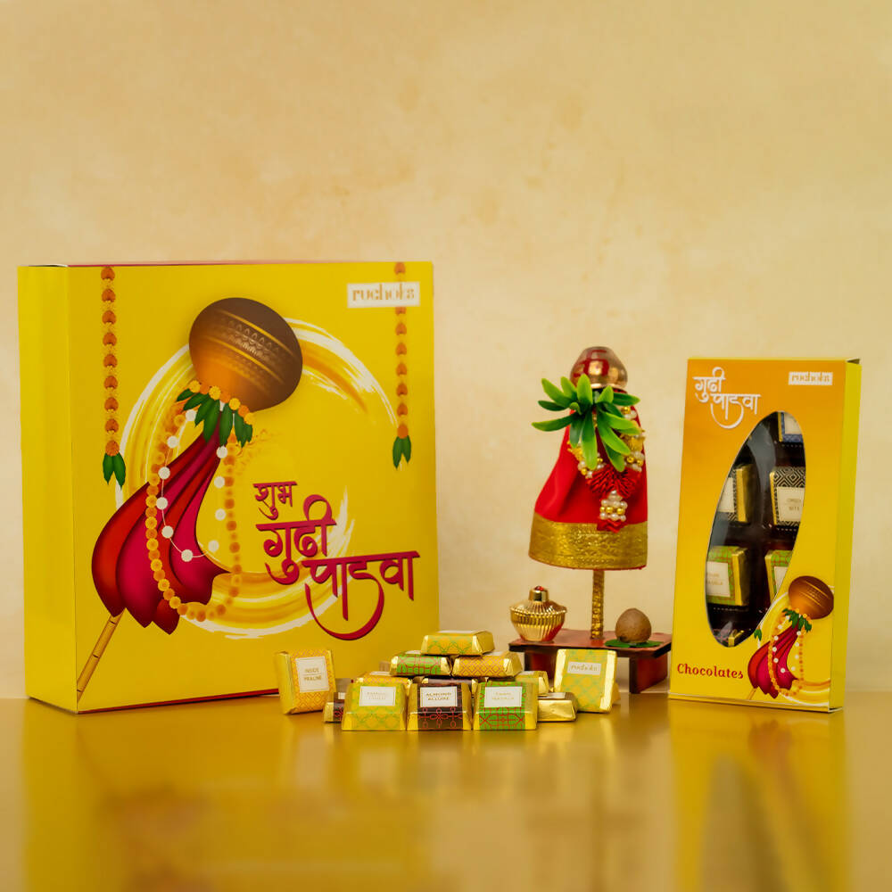 Dibha Ruchoks Gudipadwa Delight Assorted Chocolate Box With Gudi Showpiece For Gudipadwa - Distacart