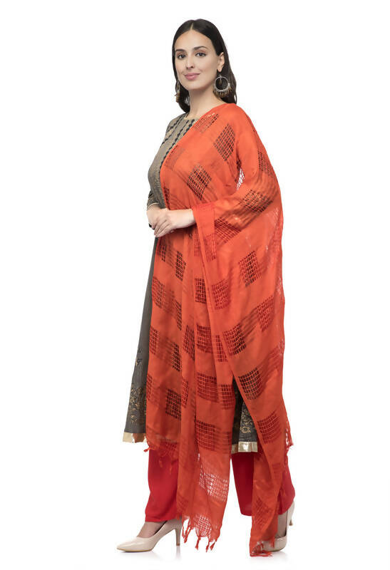 Mominos Fashion Moeza Orange Window Cotton Dupatta - Distacart