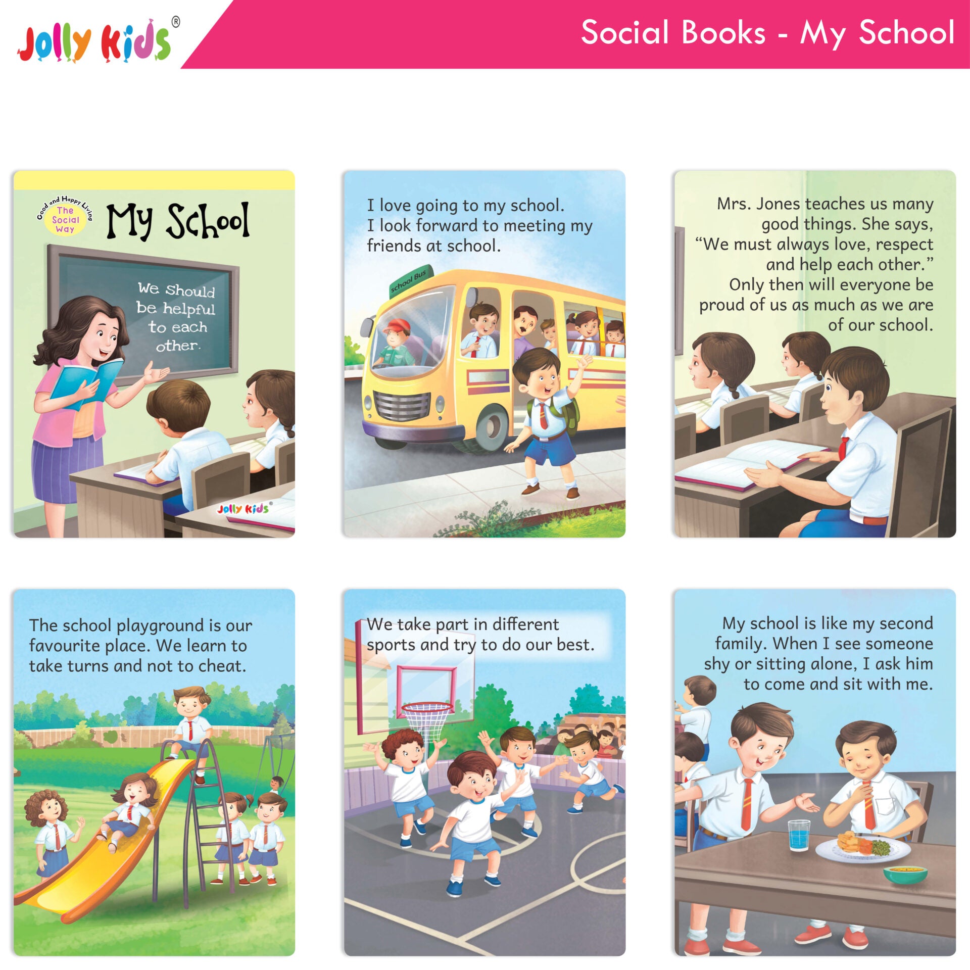 Jolly Kids Good & Happy Living The Social Way Series Books (Set of 8)| Kids Learning Social Reponsibilities in Short Stories Books Ages 3 - 8 Years - Distacart