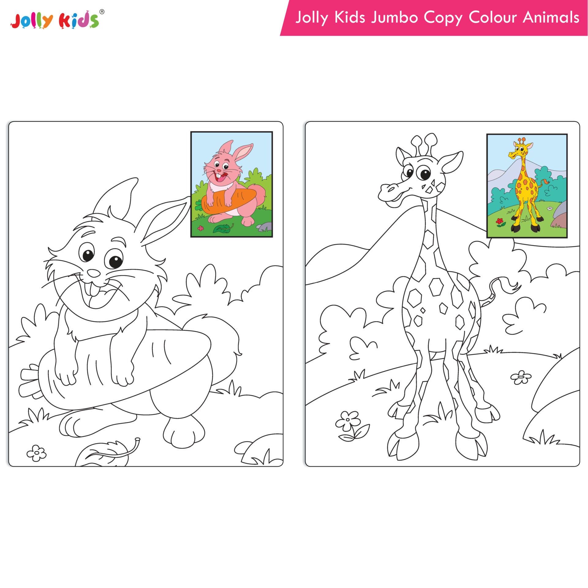 Jolly Kids Jumbo Copy Colouring Books for Kids| Fun Colouring Activity Books: Birds, Dinosaurs, Animals & Ocean| Ages 3-10 Years - Distacart