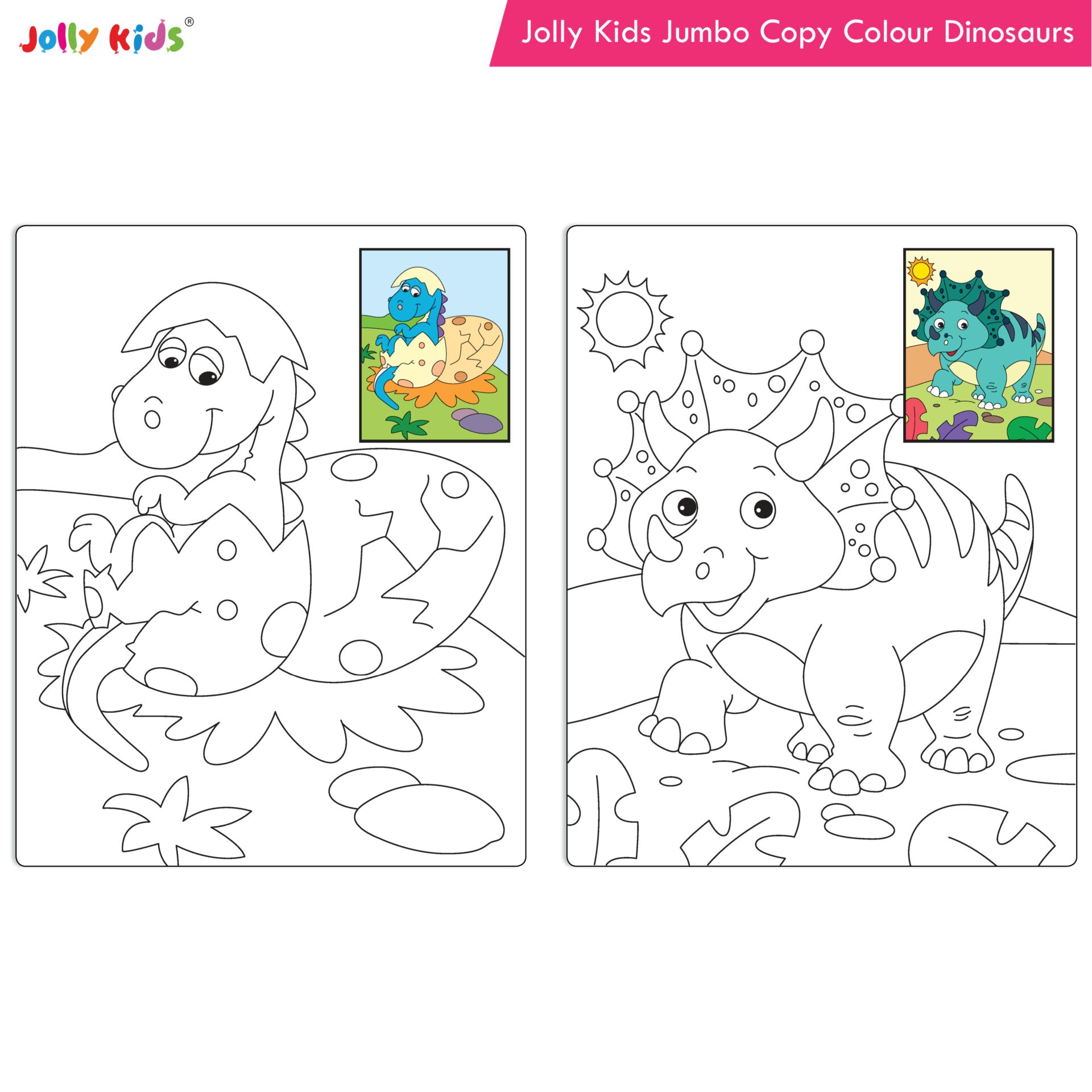 Jolly Kids Jumbo Copy Colouring Books for Kids| Fun Colouring Activity Books: Birds, Dinosaurs, Animals & Ocean| Ages 3-10 Years - Distacart