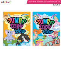 Thumbnail for Jolly Kids Jumbo Copy Colour Books Set of 2| Colour Themes Birds, Dinosaurs, Animals, Ocean, Unicorns, Princess, Pirates, Mermaid| Ages 3-10 Years - Distacart