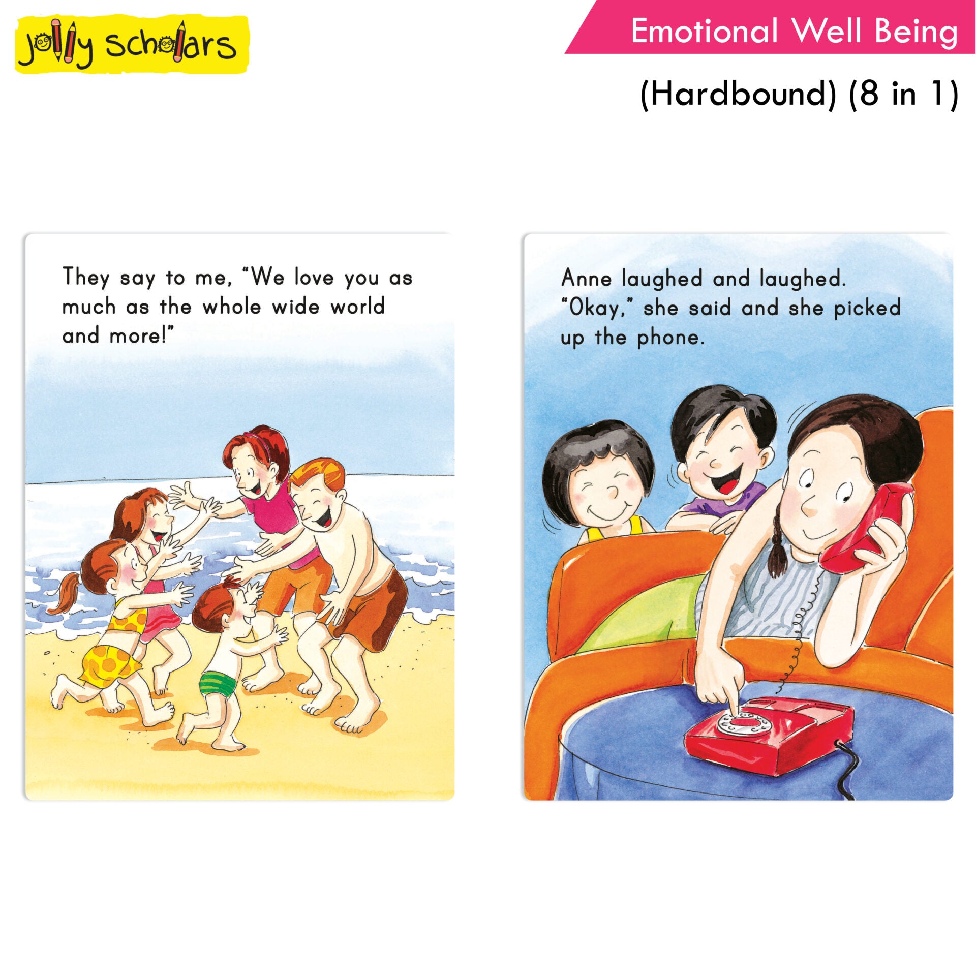 Jolly Scholars Emotional Well Being Hardbound 8 in 1 Stories Book For Kids Ages 3-6 Years| Learn Beauty, Anger, Sadness, Love Family & Friends etc. - Distacart
