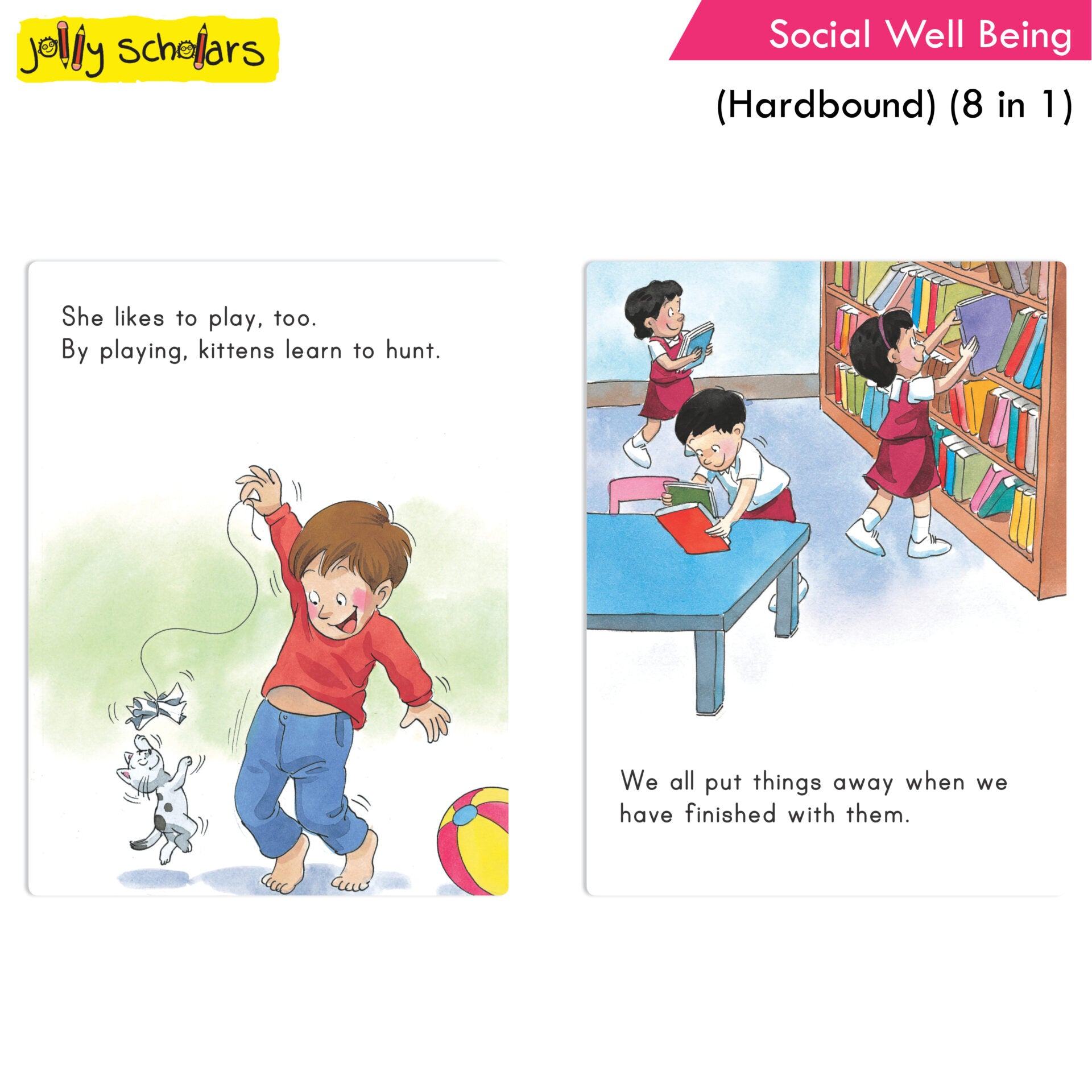 Jolly Scholars Social Well Being Hardbound 8 in 1 Stories Book For Kids To Learn Respect, Manner, Helping Our Friends, Family and So On Ages 3-6 Years - Distacart
