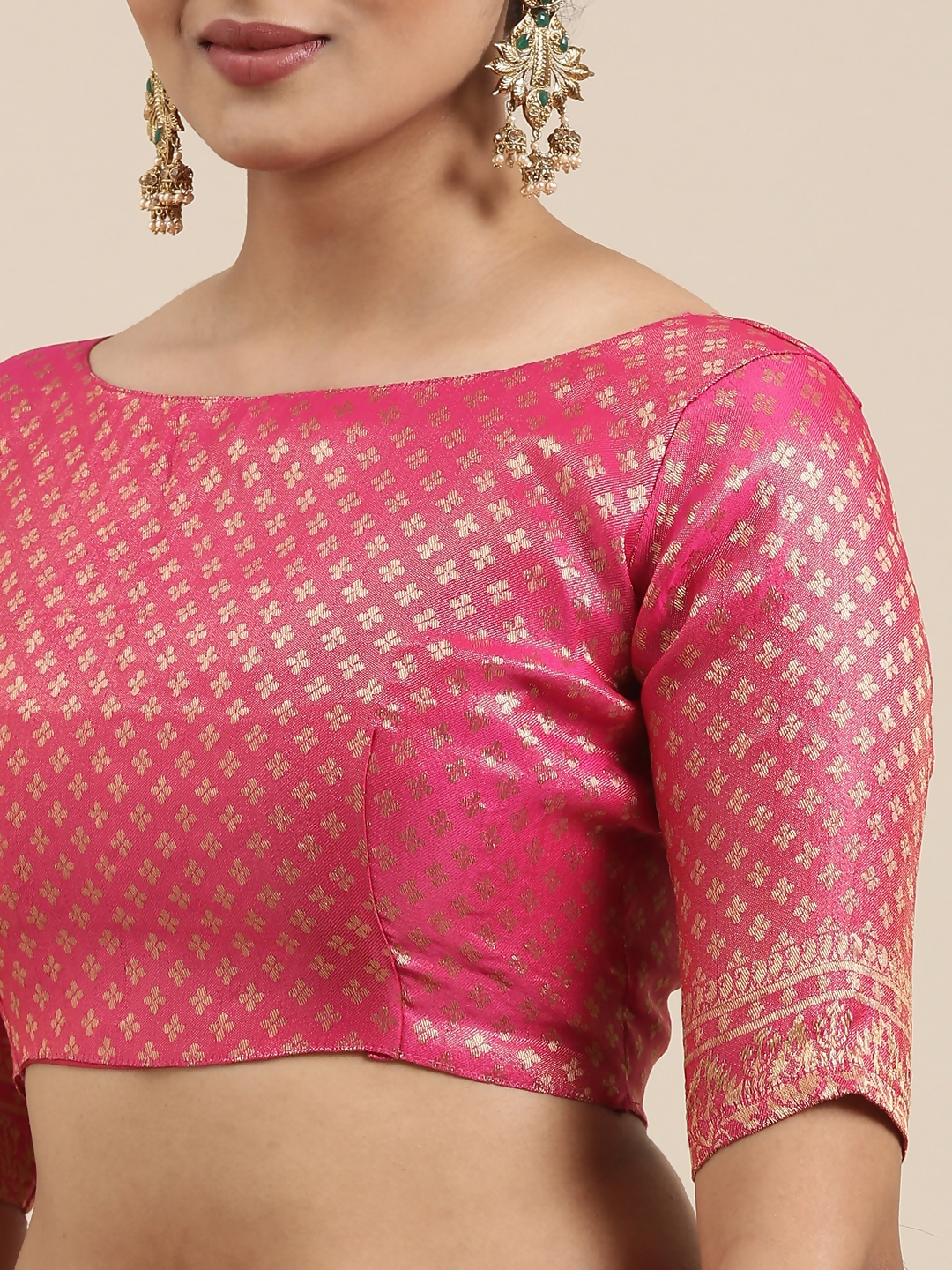 Saree Mall Peach-Coloured Ethnic Motifs Zari Silk Blend Banarasi Sarees - Distacart