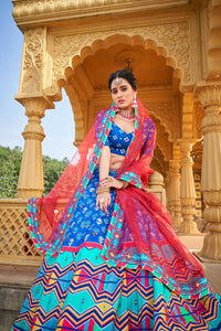 Thumbnail for InfinitySaree Blue Color Lehanga Choli for Women Indian Bridesmaid Lehenga Choli Set - Distacart
